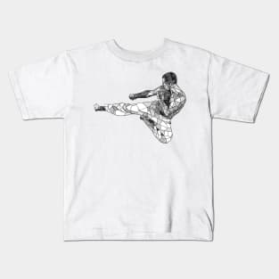 Side Kick Martial Arts Geometric Sketch Art Kids T-Shirt